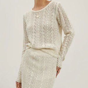 Eyelet Cable Knit Two-Piece Skirt Set
